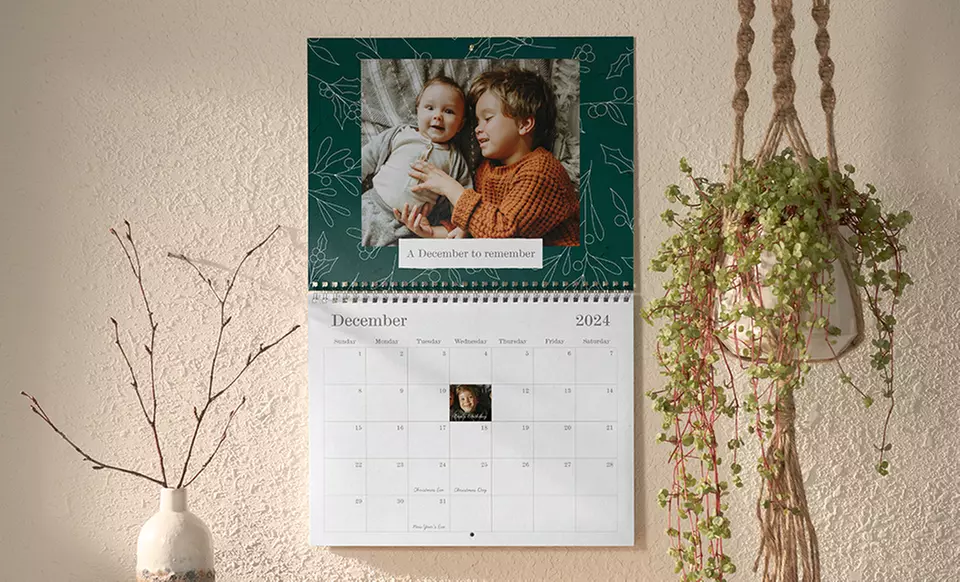 2024 December calendar with family photo.