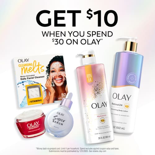 Get $10 when you spend $30 on Olay products.