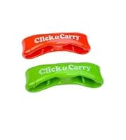 Here's an alt tag for the image: `Clicku Carry connectors, red and green`