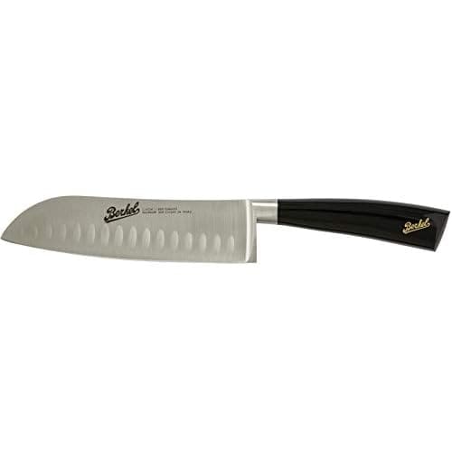 Here's an 8-word alt tag for the image: Berkel chef's knife with black handle.