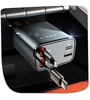 Here's an alt tag for the image: Compact USB-C and USB-A car charger.